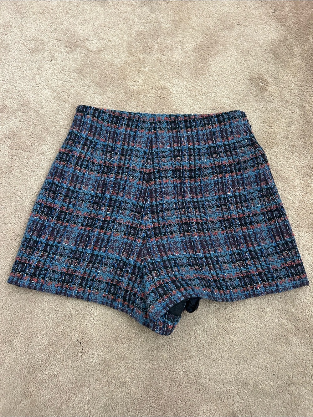 Sandro Blue Multi Tweed Shorts with Navy Trim - Picture 5 of 8